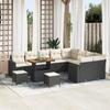 12-piece Garden Sofa Set with Cushions Black Poly Rattan Acacia 3361655