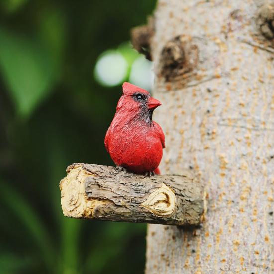 Красная статуэтка птицы, настенная красная статуэтка птицы, декор стола, украшение из смолы для сада, дерева, крыльца, двора, внутренней стены