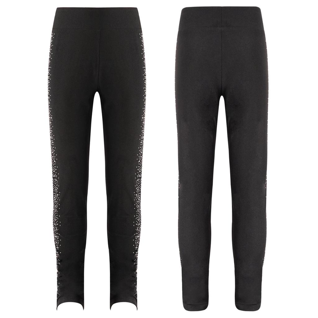 Штаны для фигурного катания, тренировочная одежда для девочек, детские леггинсы для катания на коньках с блестящими стразами