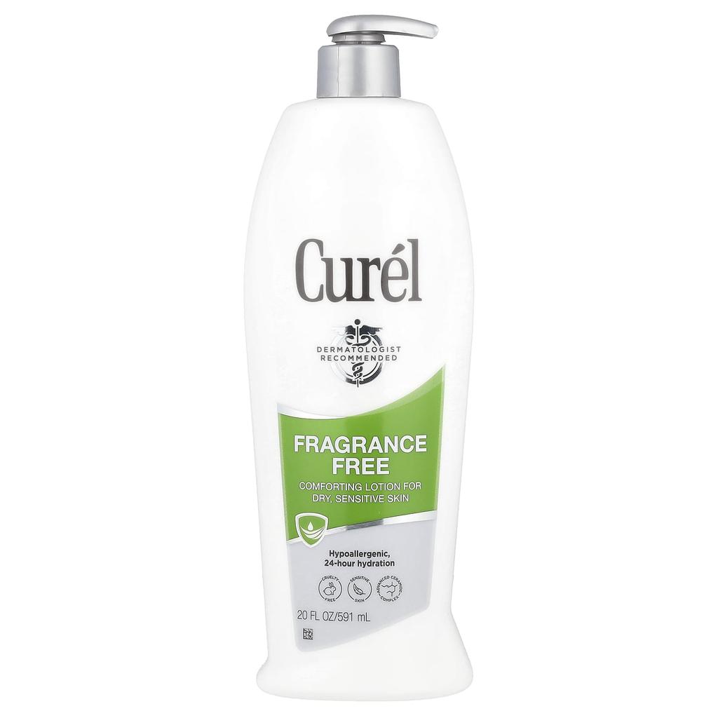 Curel Fragrance-Free, Comforting Lotion for Dry and Sensitive Skin, 20 Fl Oz (591 Ml)