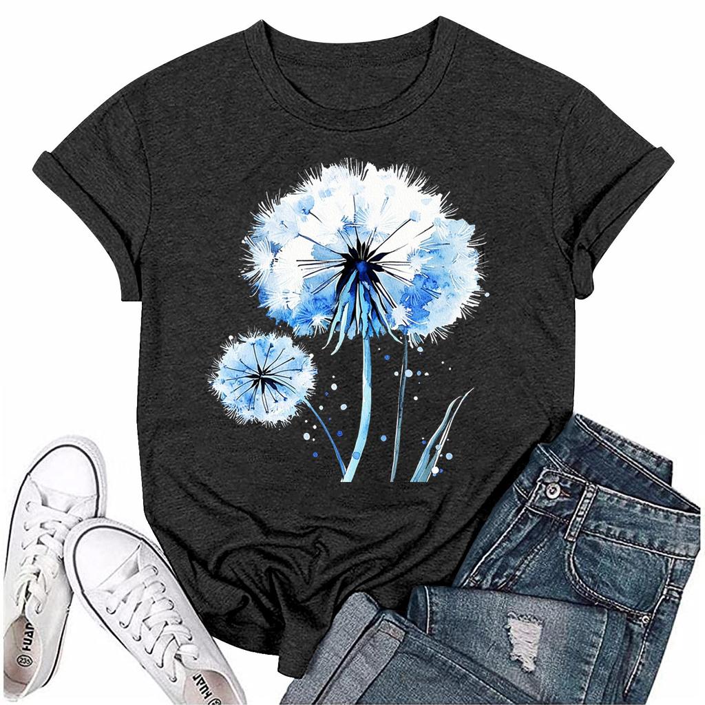 Женская мода с принтом, круглым вырезом, коротким рукавом, футболка, пуловер, топ