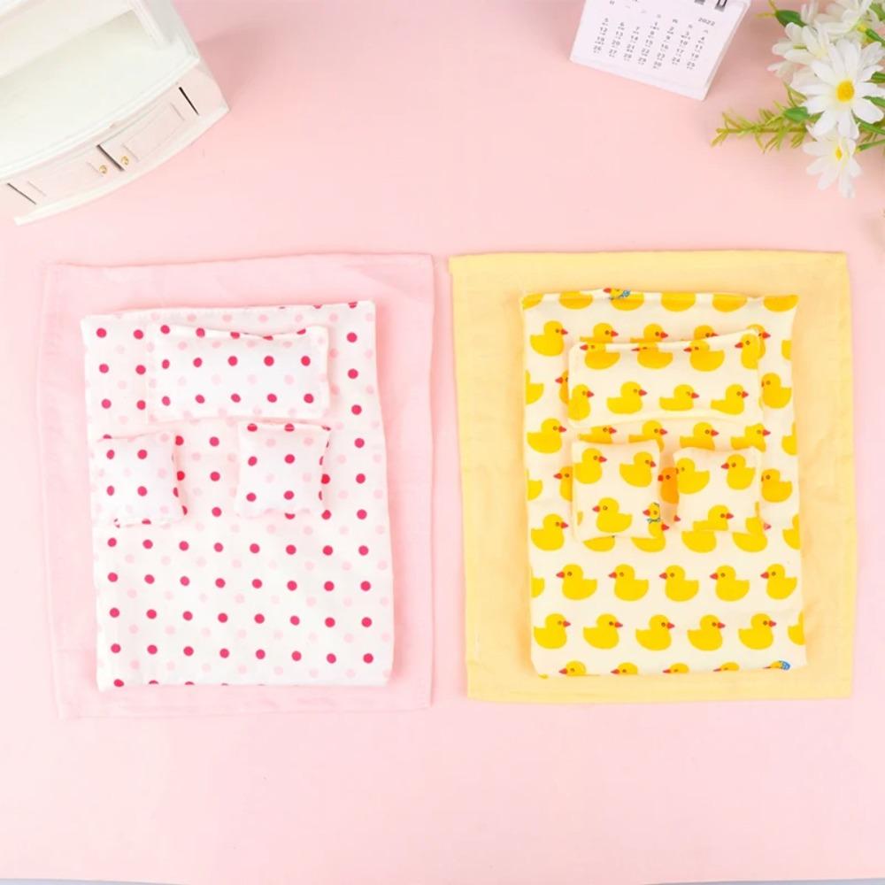 Five-piece Set Dollhouse Miniature Bed Bed Sheet 20cm Plush Doll Bedding  Doll Accessories