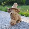 Highland Cow Home Bonsai Decor Mini Cow Figurine with Cowboy Hat 3D Printed Realistic Texture Halloween Ornament