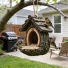 Handcrafted vintage treehouse-shaped bird feeder, outdoor bird feeder, waterproof resin tree hanging sculpture, open birdhouse with seed tray.