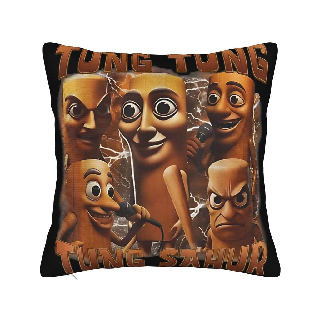 Funny Tung Tung Tung Sahur Italian Brainrot Meme Pillow Cover Comfy Cushion Cover Funny Pillow Case For Wedding Party Home Decor