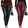 Женские брюки из искусственной кожи с высокой талией, узкие леггинсы-джеггинсы, облегающие брюки с поясом