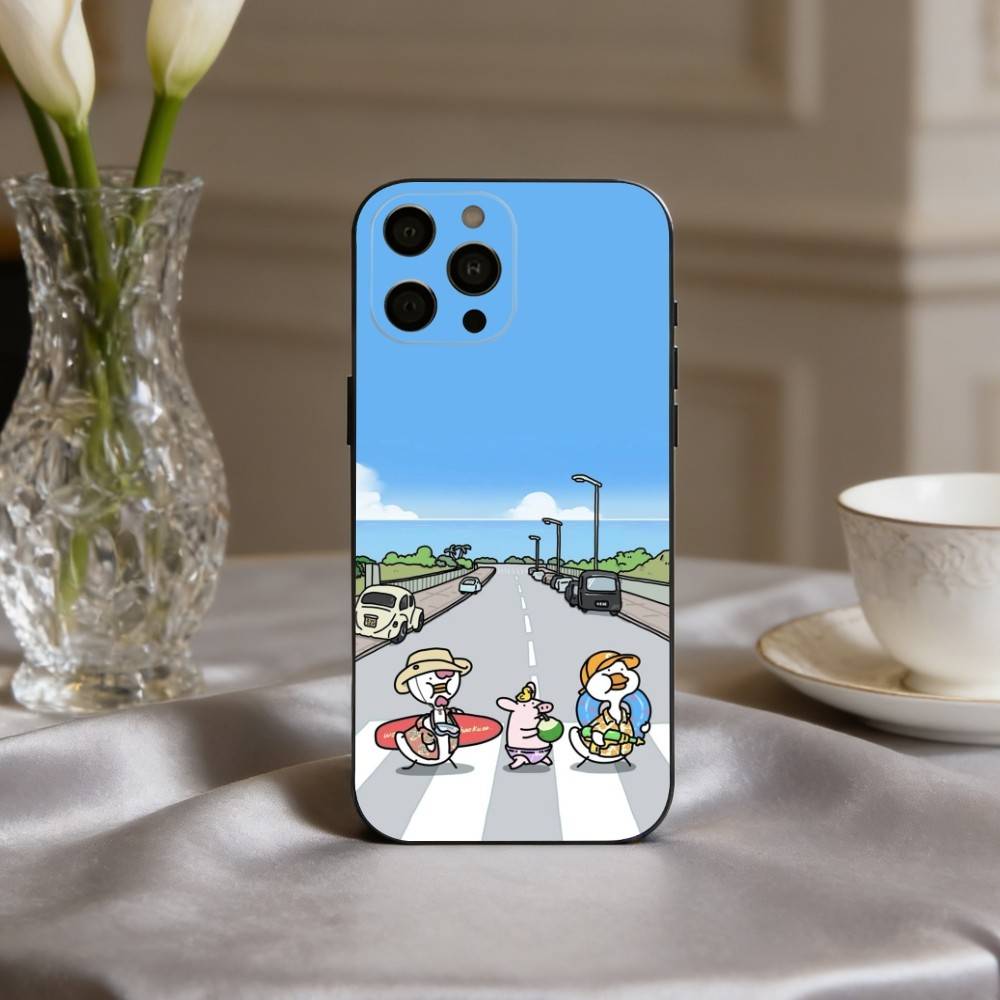 Cute D-Doubao D-Duck Phone Case For iPhone 17,16,15,14,13,12,11 Plus,Pro Max,XS,Soft Silicone Black Cover