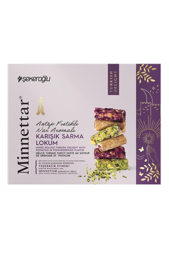 Minnettar Mixed Turkish Delight with Antep Pistachio & Pomegranate Flavor – 300g