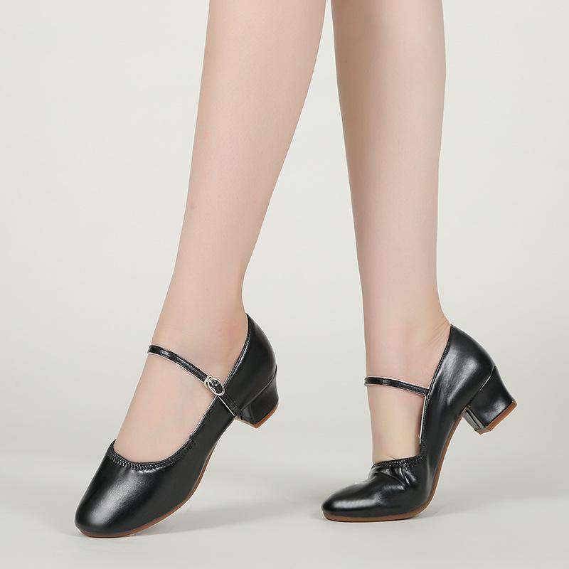 Женские серебристые туфли на среднем каблуке из мягкой кожи для бальных танцев