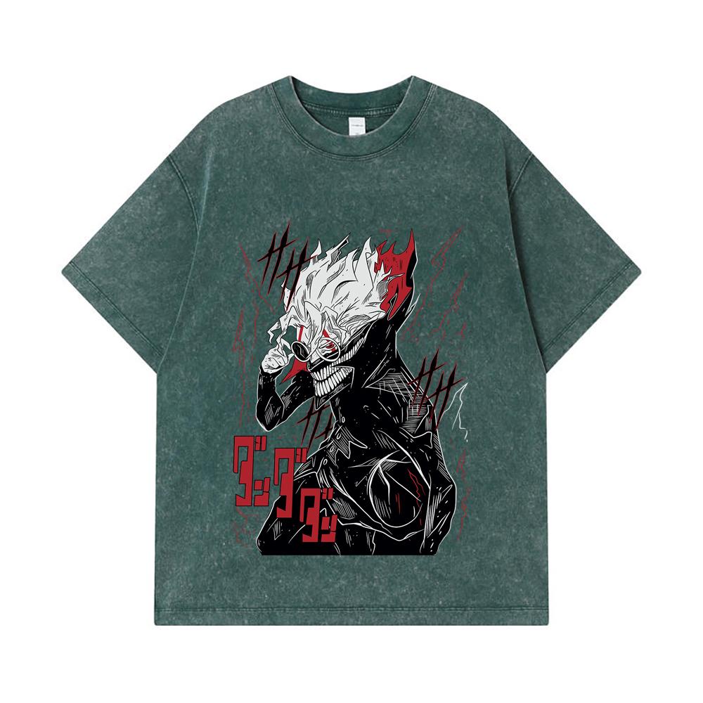 275 GSM Washed T-shirts 100% Cotton Dandadan V28 Okarun Print Unisex Heavy Cotton T Shirt