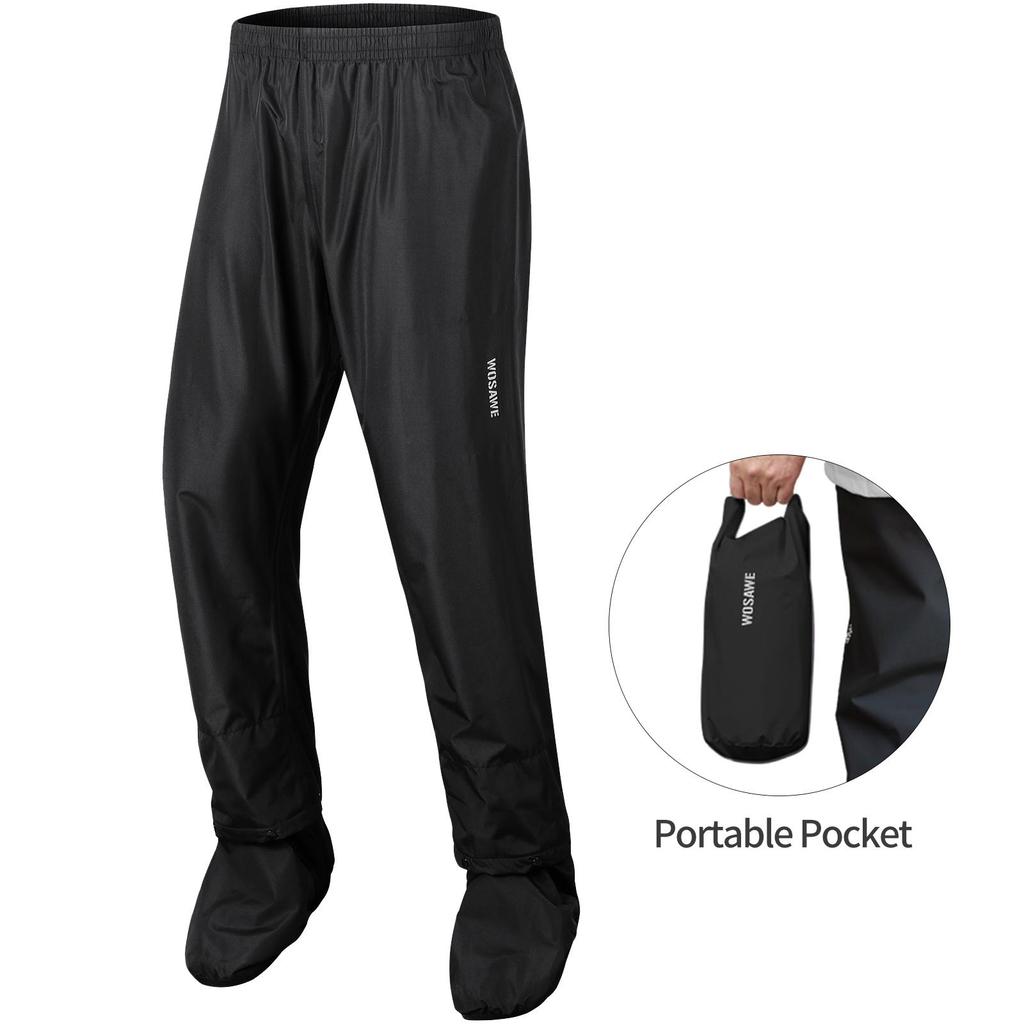 Wosawe Мужские велосипедные водонепроницаемые штаны с бахилами, светоотражающие, быстросохнущие, велосипедные брюки