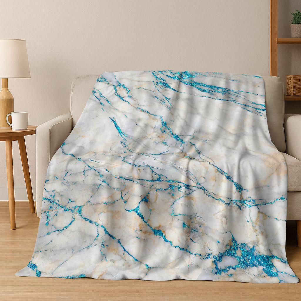 Dream Colorful Stone Texture Marble Black Green Gold Flannel Blanket,Cozy Soft Throw Blanket for Home Bedroom Bed Sofa Gift