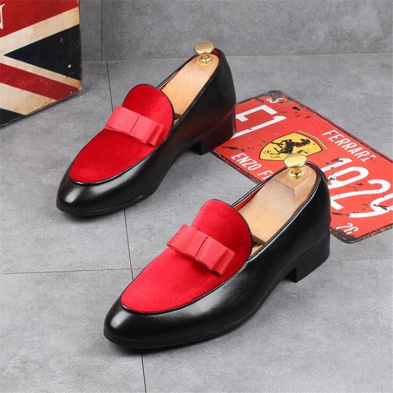 Men's Casual Leather Shoes Men Fashion Wedding Party Loafers Moccasins with Bow Mens Light Comfortable Driving Flats