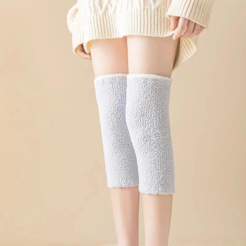 Зимняя защита колена, утолщенные плюшевые, высокоэластичные теплые ноги с рукавами, коралловый флис, морозостойкие мягкие гетры