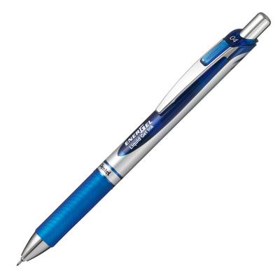 PENTEL Гелевая ручка Energel Knock Шариковая Серебристая 10 Ручек Ручка, 0,4 мм, Корпус, BLN74-C, Синий,