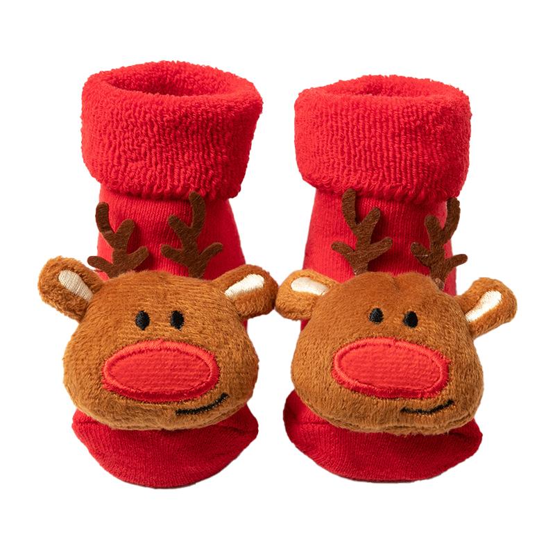 Нескользящие носки для новорожденных и малышей, домашние напольные рождественские противоскользящие теплые аксессуары для ходьбы