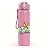 1PC Matcha Cartoon Pattern 750ml Color Plastic Sports Water Bottle Leakproof Flip Straw Lid Suitable for Sports Office Home Use