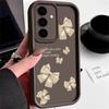 Простой матовый мягкий чехол из ТПУ с бантом для Samsung S25 Ultra S24 FE S23 Plus A16 A56 A55 A36 A06 A15 A35 A26 противоударный защитный чехол для телефона