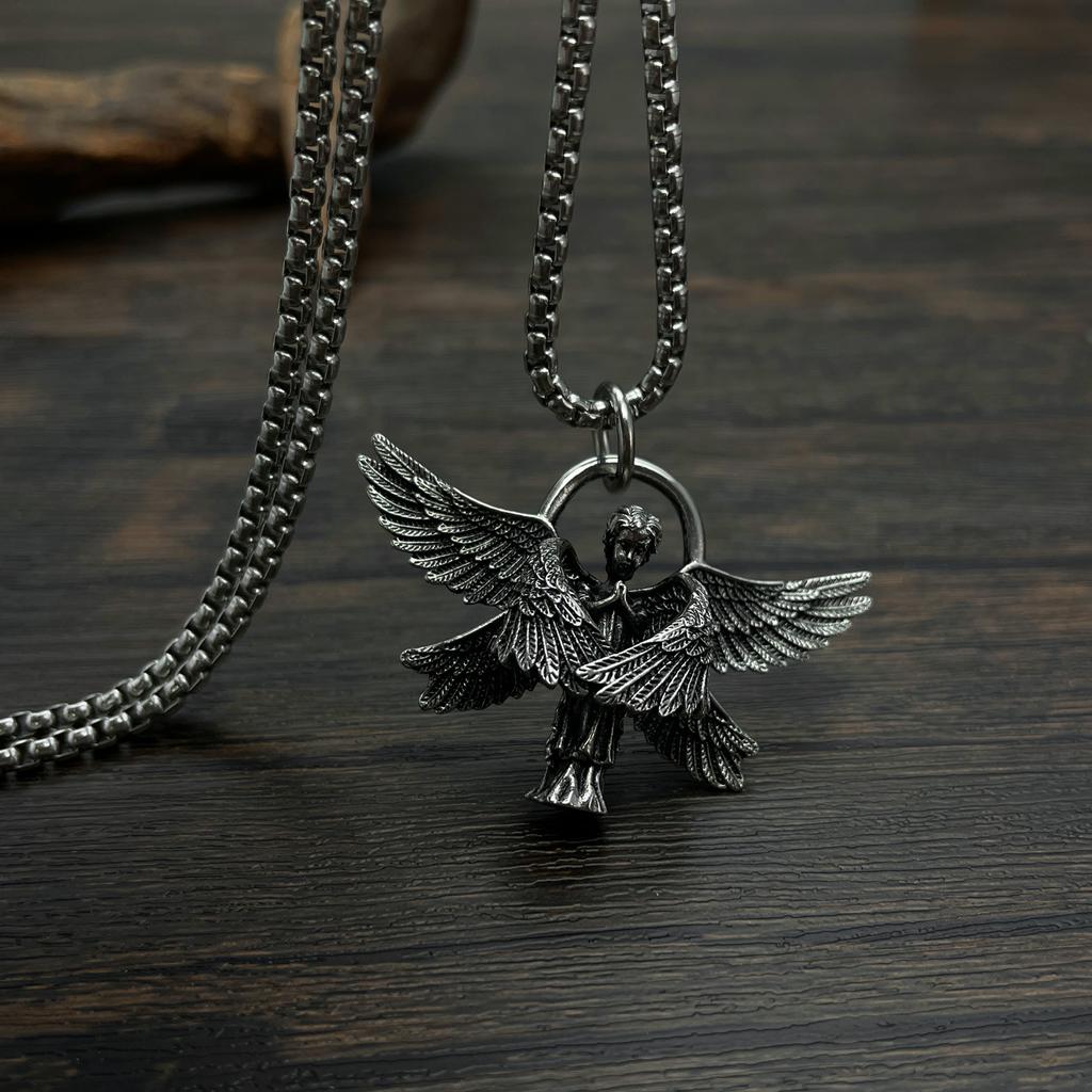 Ювелирные изделия, винтажное ожерелье с шестью крылатыми ангельскими крыльями, кулон из титановой стали, ожерелье из нержавеющей стали для мужчин