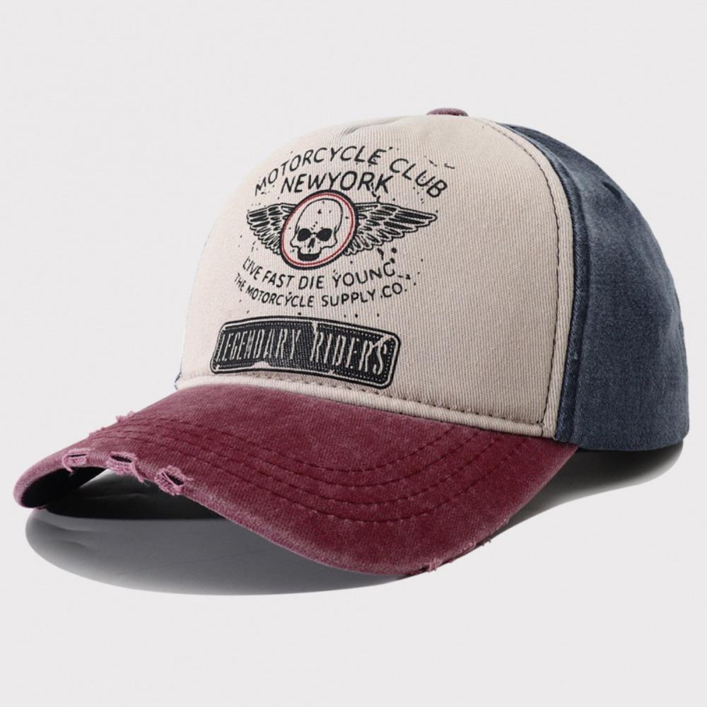 Bones Snapback Hats Washed Cotton Sun Visors Fashion Punk Motorcycle Cap for Men Women