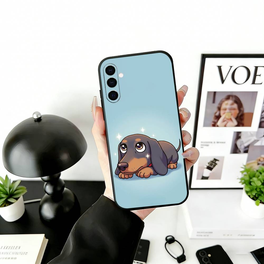 C-Милый C-Мультяшный D-Такса Чехол для Телефона Для Samsung Galaxy A73,A72,A71,A70,A53,A52,A51,Мягкий Силиконовый Черный Чехол