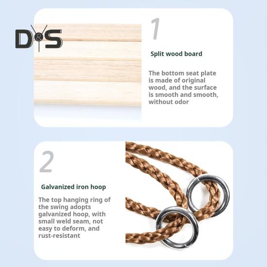 Деревянные качели для взрослых и детей, уличные пасторальные качели с регулируемым тросом, максимальная нагрузка 100 кг, качели для сада и двора