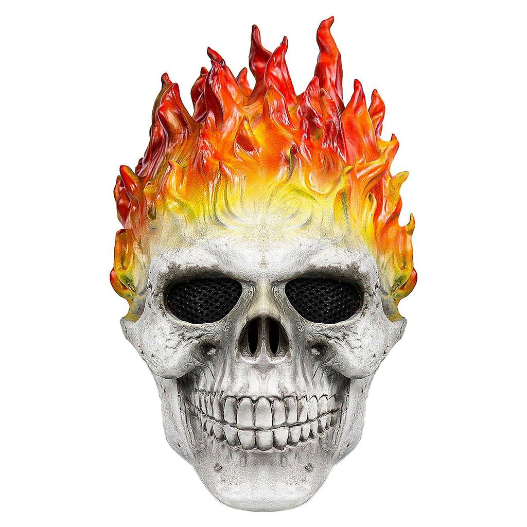 Evil Spirit Knight Flame Skull Mask, Costume Mask for Masquerade, Horror Movie Headgear, Halloween Party Prank Prop