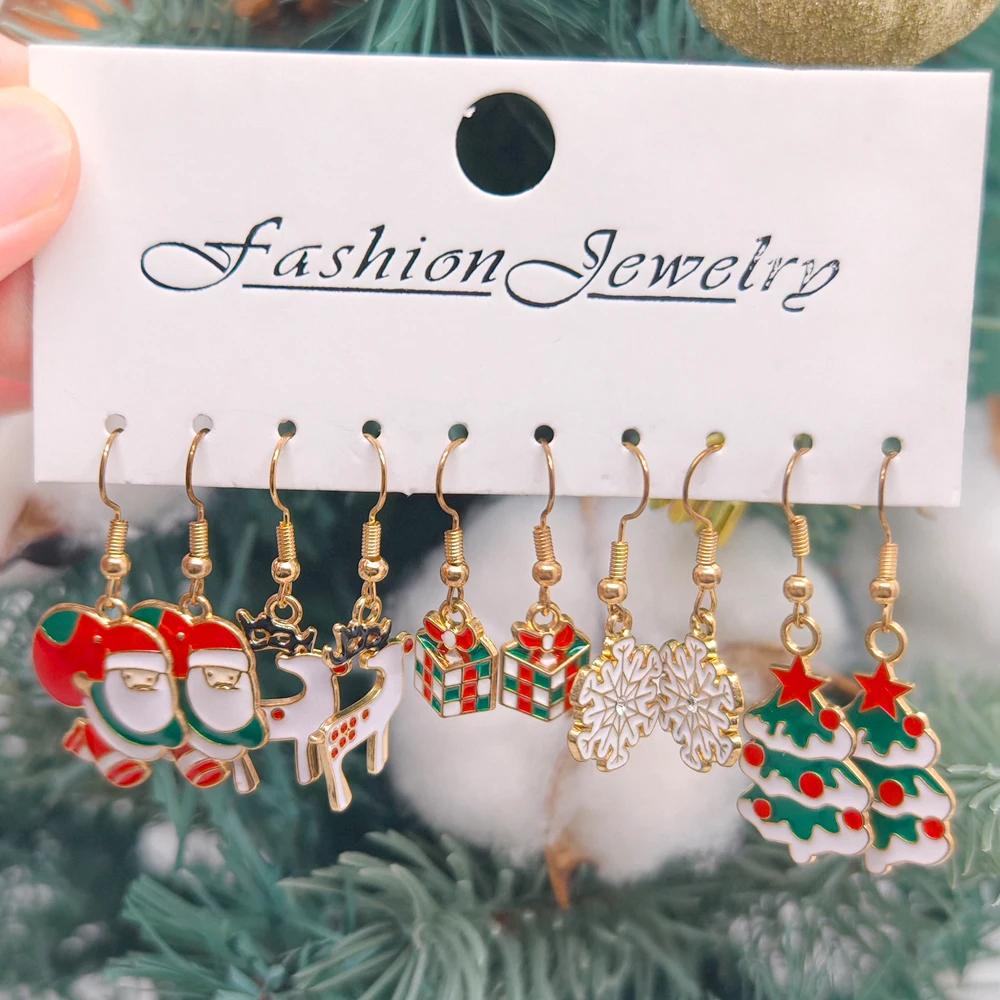 Xiaomi 30PCS Cute Christmas Cartoon Earrings, Christmas Atmosphere Earrings, Alloy Dropped Glazed Material Earring Set