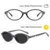 Photochromic Day Night Sunglasses Blue Light Blocking Glasses for Women and Men Retro Oval Clear Glasses Frame Photochromic Lens