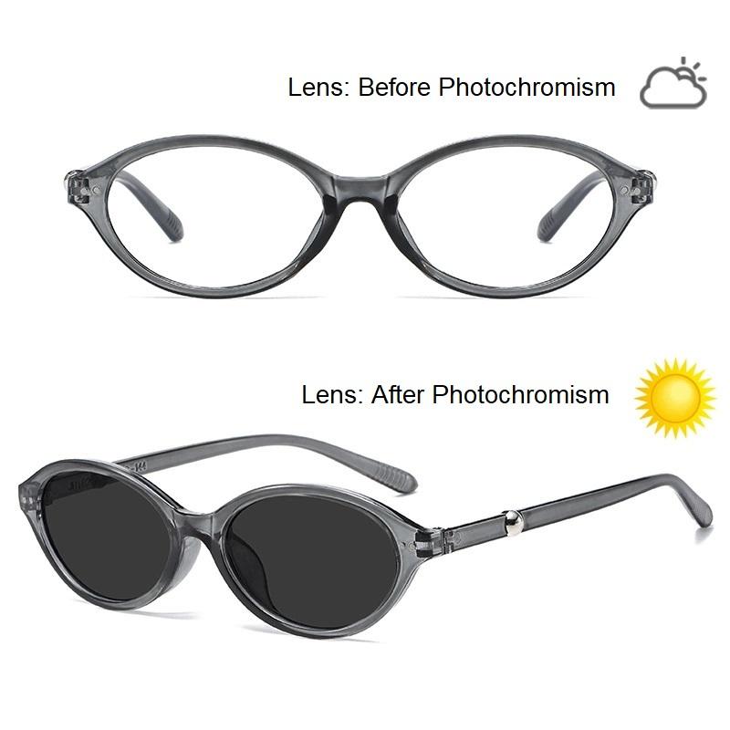 Photochromic Day Night Sunglasses Blue Light Blocking Glasses for Women and Men Retro Oval Clear Glasses Frame Photochromic Lens