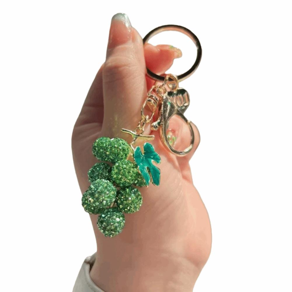 Cartoon Grapes Pendant Car Keyring Fruit Car Keyring Cute Crystal Fruit Grapes Keychain Lady/Girls