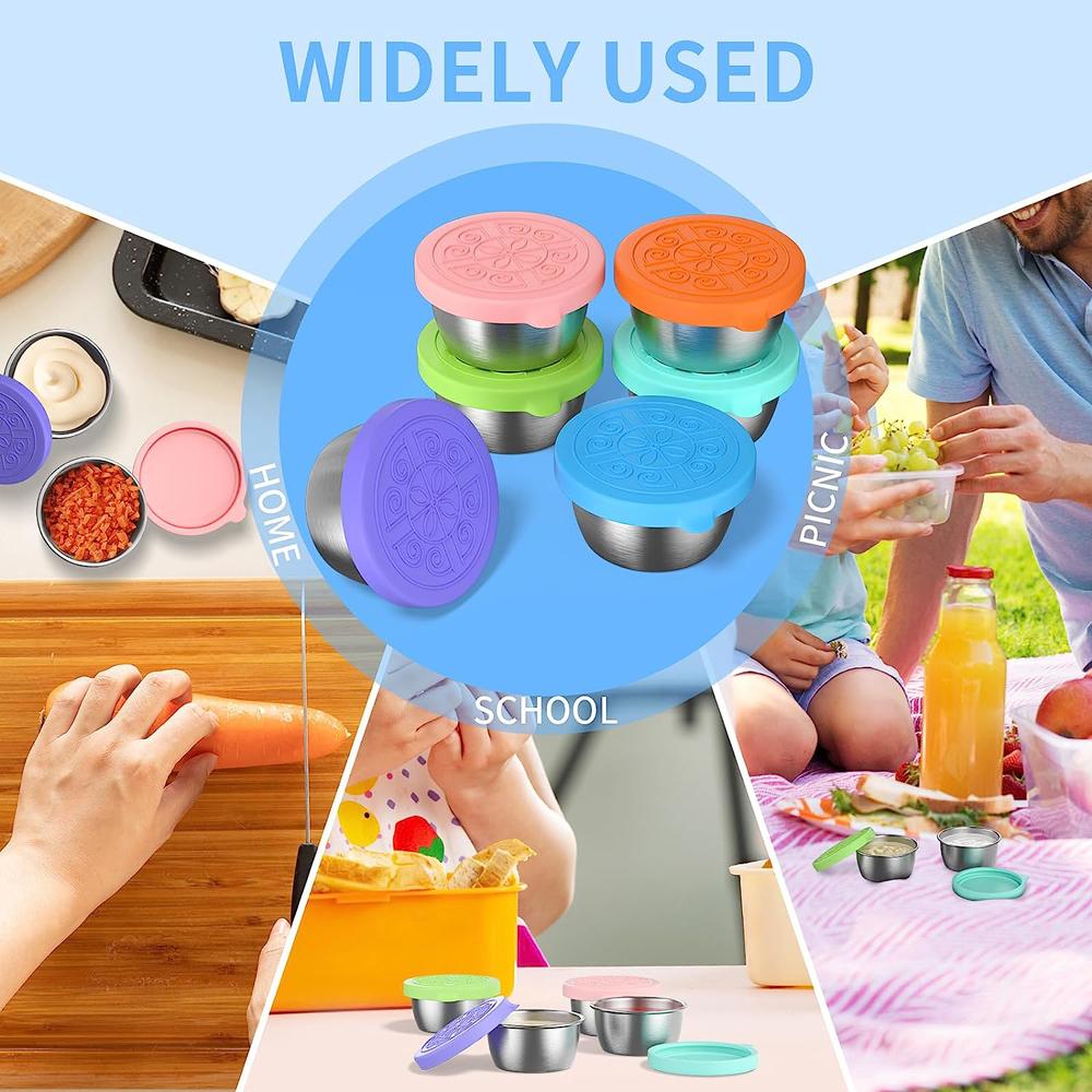 1/2 шт. многоразовая нержавеющая стальная чашка для соуса с силиконовыми крышками контейнер для приправ салатная заправка для пикника хранение еды ланч-бокс