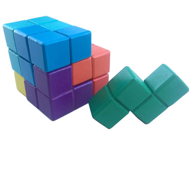 New 3D Wooden Children Early Educational Soma Cube Toys Montessori Puzzle Games Brain Challenge Game Sensory Toys For Kids