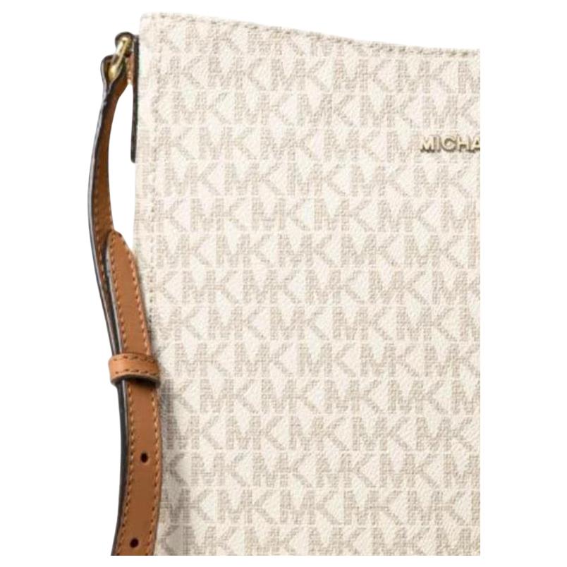 Michael Kors MK Jet Set Минималистичная Монограмма Дорожная Мода ПВХ Сумка-Почтальон Женские сумки Ванильно-Белый 30H6GTVM3V-VANILLA