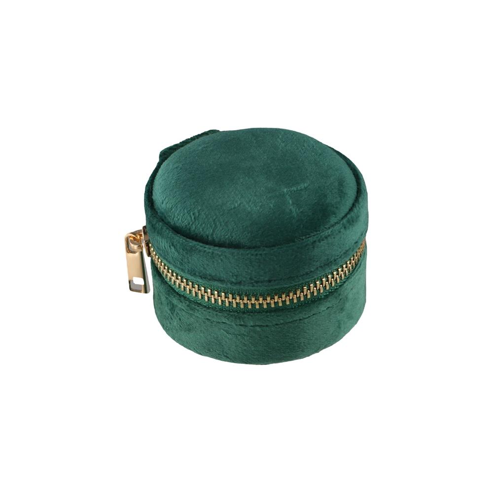 Dustproof Velvet Jewelry Box Round Shape Earrings Rings Bag Portable Jewelry Case Women