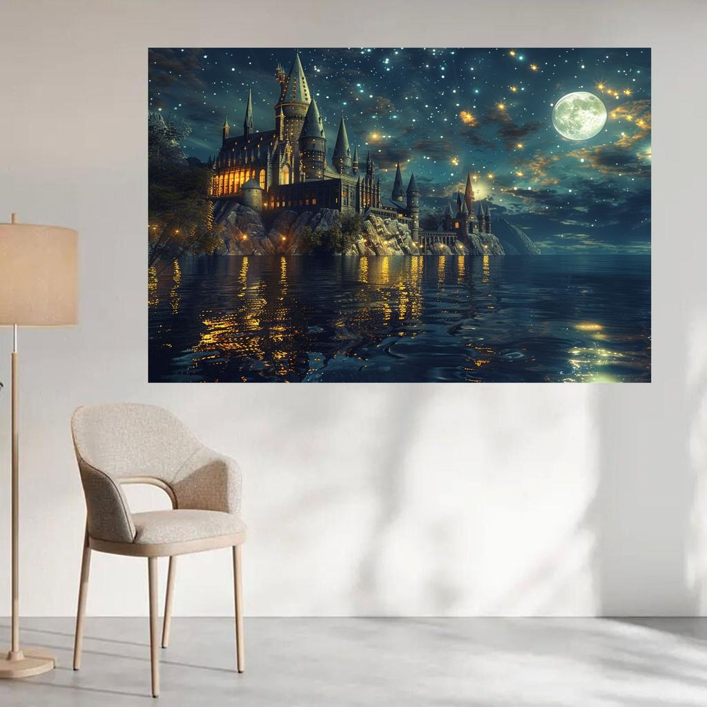 Фотофон 'Волшебный Замок' Мир Волшебников Ночное Небо Луна Молния Украшение для Вечеринки Фото Реквизит