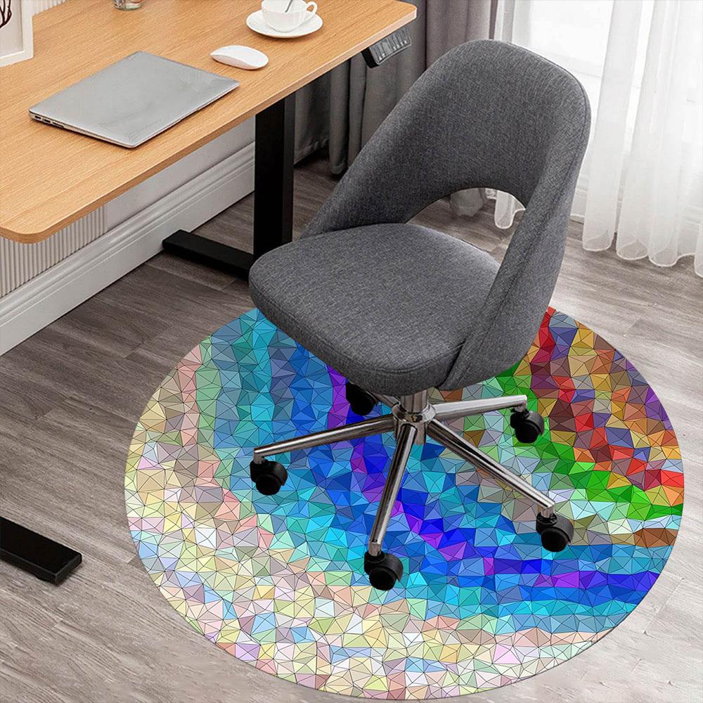 1pc Geometric PatternsColorful Mosaic Pattern Office Round Rugs, Under Chair Round Rugs for Living Room, Bedroom, Bathroom Decoration Carpet 091832