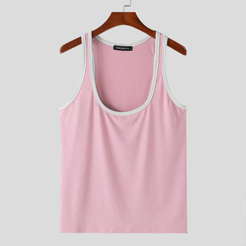 INCERUN Мужские повседневные майки без рукавов с низким вырезом и U-образным вырезом для спортзала, жилеты