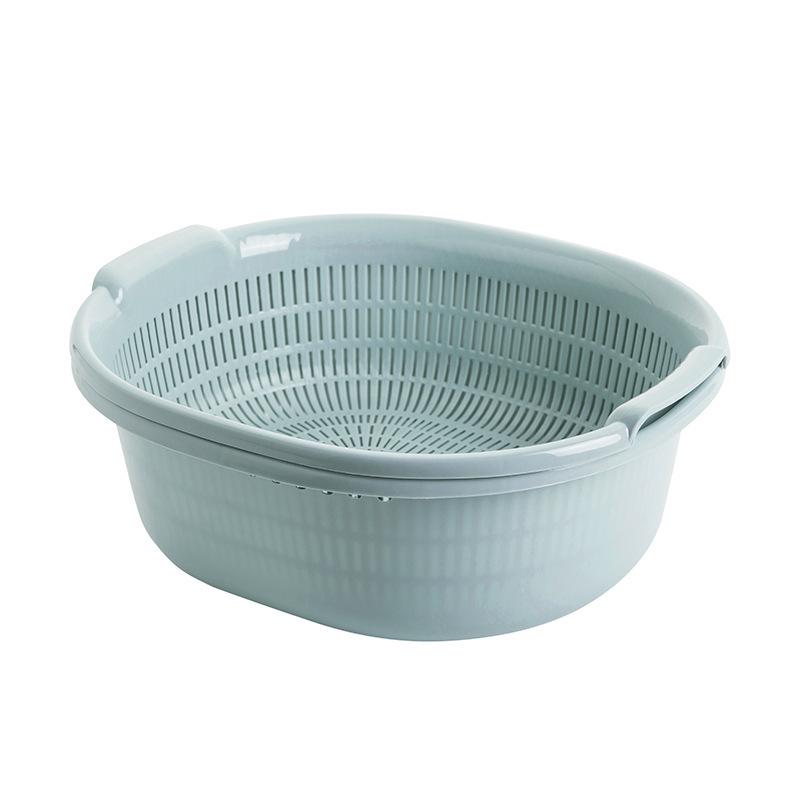 Premium Double-Layer Vegetable and Rice Wash Basket Set, Large Kitchen Drip Drain Basket