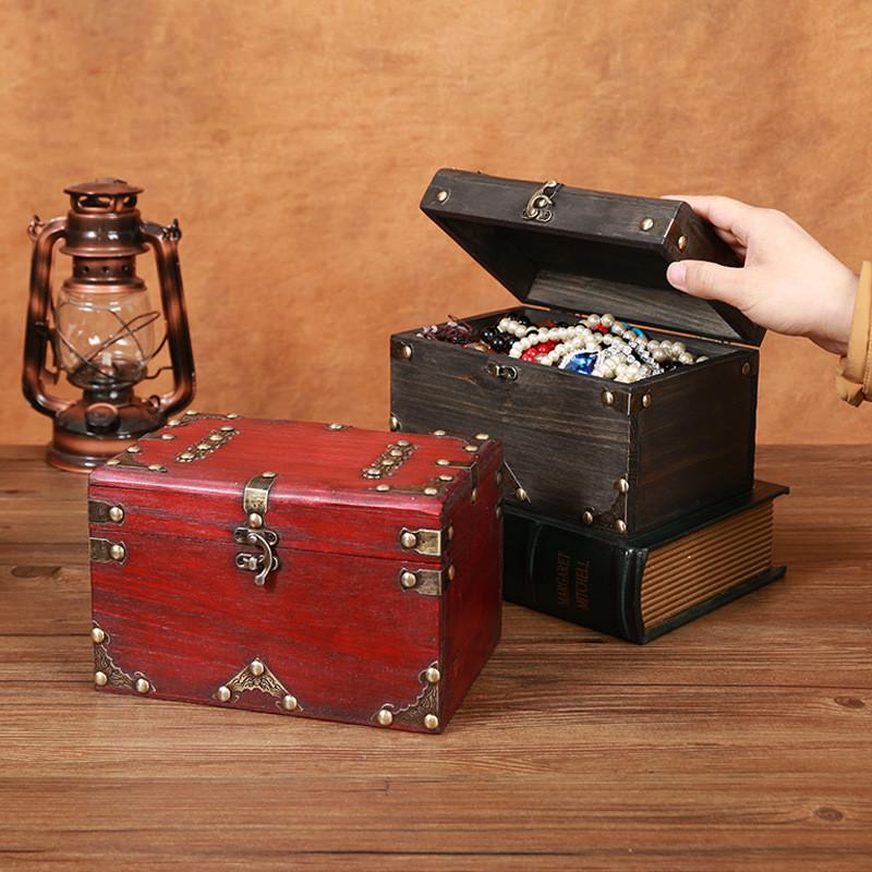 Wooden Tabletop Storage Box With Latch For Home Office Essentials