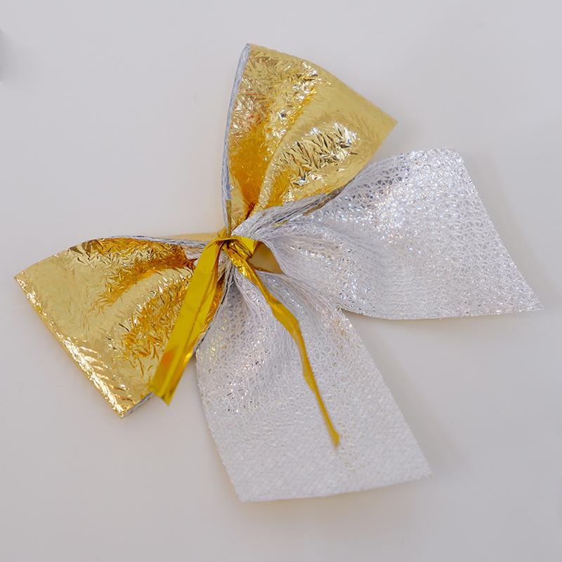 12PCS 5Cm Bow Christmas Decorations New Year Holiday Party Red Gold Silver Tree Bowknots Bows Xmas Ornament Party Home Navidad