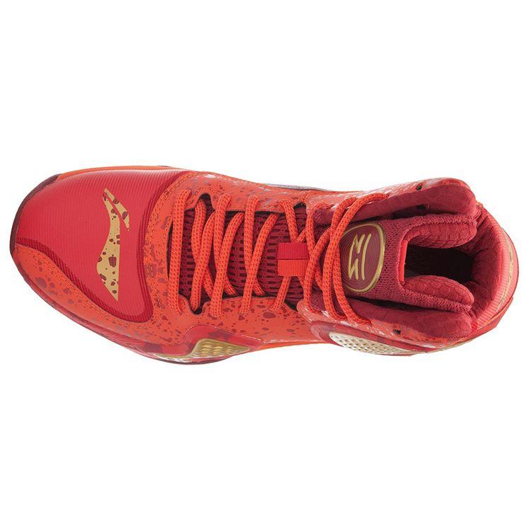 Li Ning Phantom 1 Амортизирующие баскетбольные кроссовки с высоким верхом Унисекс Баскетбольные кроссовки Красно-желтые ABAL001-2