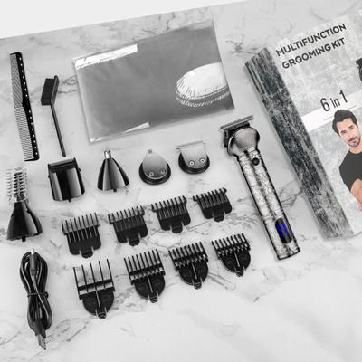6-в-1 мужской набор для ухода за волосами, набор машинок для стрижки волос, бритва для бороды, электрический триммер для волос на теле, триммер для носа