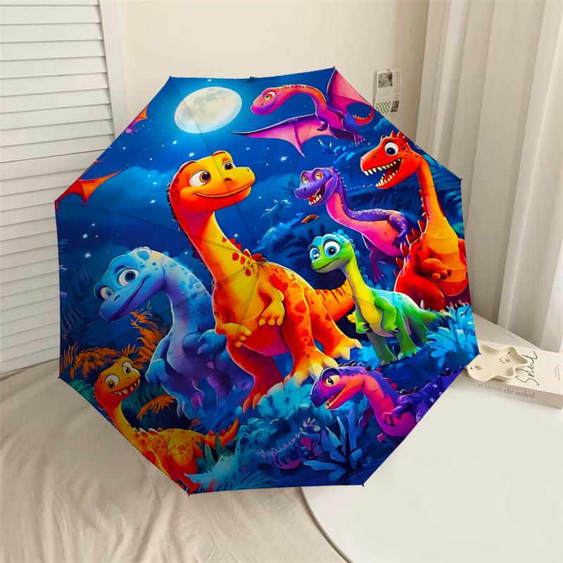 1PC Dinosaurs Night Umbrella-8-Rib Reinforced Portable Folding Travel Suitable for All Seasons Outdoor Daily Use -J0395