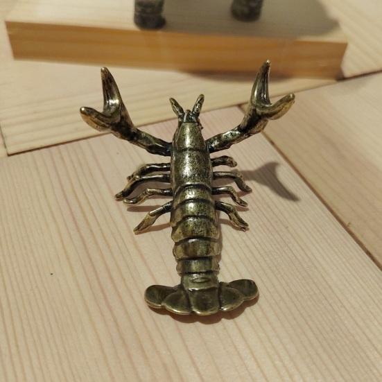 Держатель для ручки-омара, орнамент из латуни, ретро-животное, изысканные фигурки раков, миниатюры, украшения для офиса, рабочего стола, коллекция ремесленных произведений искусства, подставка для ручек