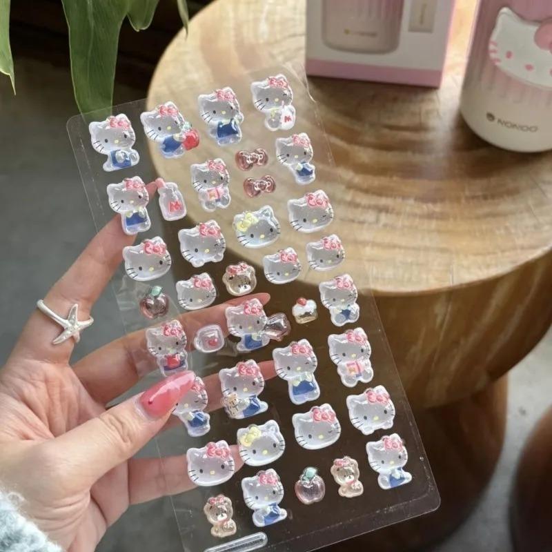 Кавайные Sanrio Hello Kitty DIY 3D Рельефные Декоративные Наклейки Милые Мультяшные Kuromi Cinnamoroll Чехол для Телефона Креативное Украшение Подарки