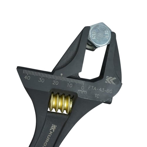 Fujiya Light Monkey, Non-serrated, Black and Gold, Total Length 252mm, Maximum Opening 43mm, FTA-43-BG