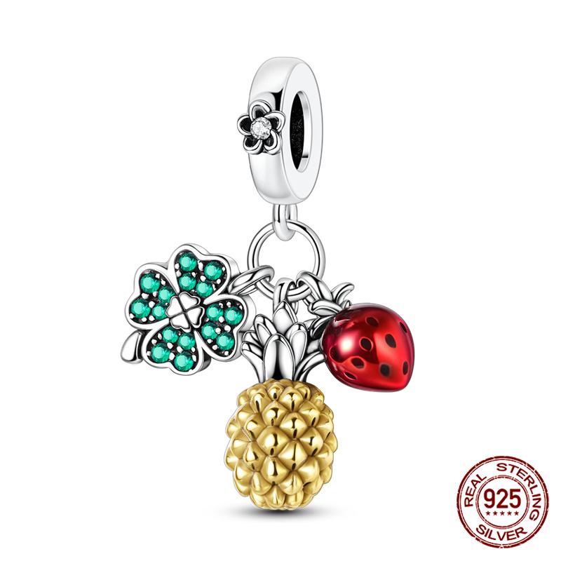 Original Charm Copper Fruit Series Avocado & Cherry Charms Beads Fits 3Mm Original Bracelet Necklace Womens Diy Jewelry Gift