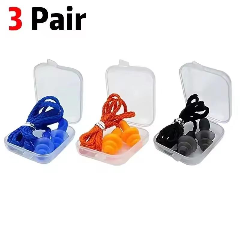 1-10 Pairs Noise Cancelling Silicone Earplugs Reusable Earplug with Rope Waterproof Swimming Rubber Ear Plugs Come with Box