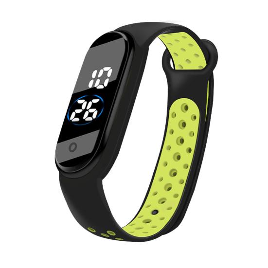 Светодиодные электронные часы Водонепроницаемые противоскользящие регулируемые двухцветные ремешки из ТПУ Прямоугольный циферблат Детские студенческие повседневные спортивные цифровые наручные часы